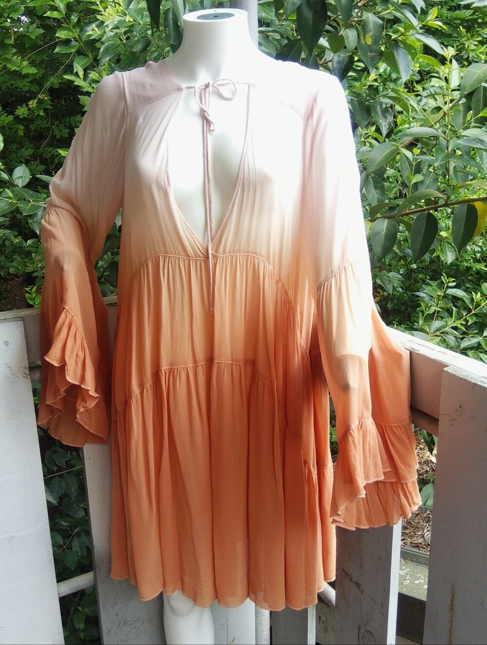 Boho Tiered Flowy Sheer Chiffon Ombre Dress Top